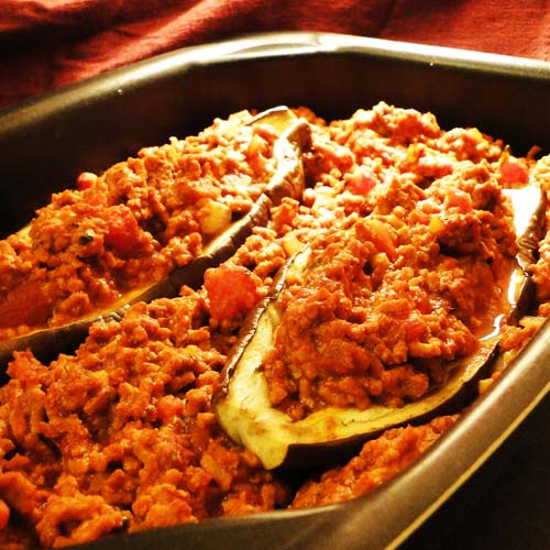 Aubergines farcies végétariennes express